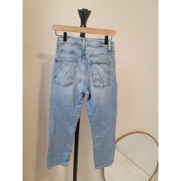 Mother High Waisted Hiker Hover Jeans Herbal Remedy Straight Leg Size 27 Blue - Picture 3 of 10